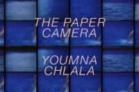 The Paper Camera by Youmna Chlala, Book cover showing a film grid with a blue image in movement.