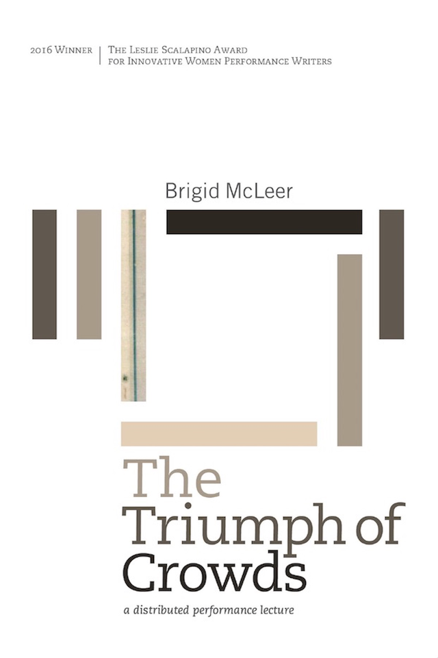 The Triumph of Crowds: a distributed performance lecture by Brigid McLeer, Book Cover showing brown rectangles on white background