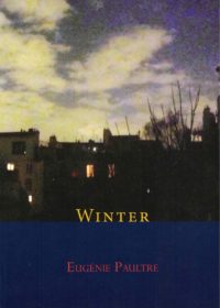 cover of Winter by Eugenie Paultre; painting of apartment buildings at dusk, light shinign through the windows