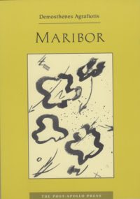 cover of Maribor by demosthenes agrafiotis, light yellow-green background with a large off-white rectangle in the middle and black doodles inside, black typed text of title and author name centered above