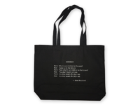 black Joan Retallack Tote with quote from Memnoir
