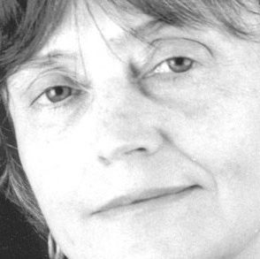 Alice Notley contributor photo, b&w, close-up on face