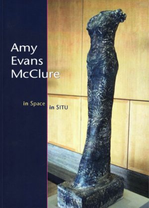 cover of In Space In Situ by Amy Evans McClure; photo of a navy blue statue on a pedestal in front of a wood wall of a woman with no arms or head