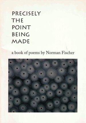 cover of Precisely the Point Being Made by Norman Fischer, off-white background with rectangular image along the bottom of light grey circles and black dots