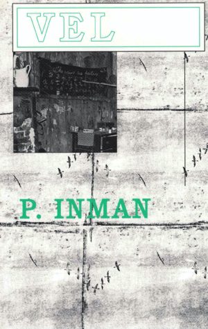 cover of VEL by P. Inman, black line drawing of bird silhouettes and a square b&w image of a wall and white pitcher