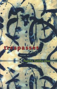 cover of trespasses by Padcha Tuntha-pbas, beige background with navy blue curved brushstrokes