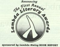 advertisement for first annual Lambda Literary Awards with Lambda logo