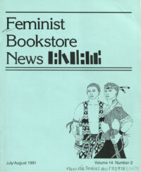 light blue cover of FBN with drawing of two women standing side by side, one holds a candle and the other holds an ax