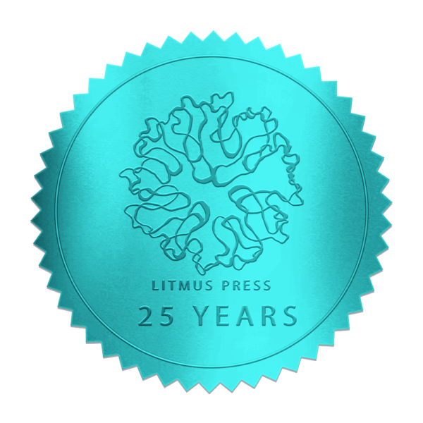 Litmus Press 25 Years Anniversary Seal Light Teal